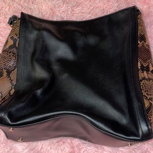 Black leather snakeskin purse